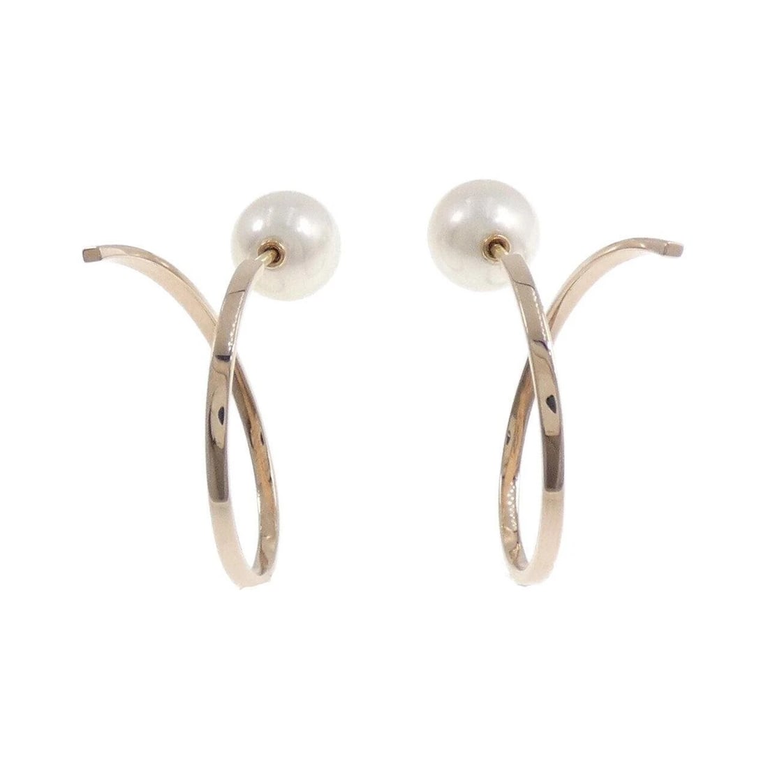 TASAKI A FINE BALANCE EARRINGS: TASAKI A Fine Balance Earrings Brand: TASAKI Type: Earrings Material: 750 Pink Gold, Main Stone/Creation Akoya Pearl Color: Pink Gold Size: ActualSize HxW: 28.6mmx11.0mm Accessories: None