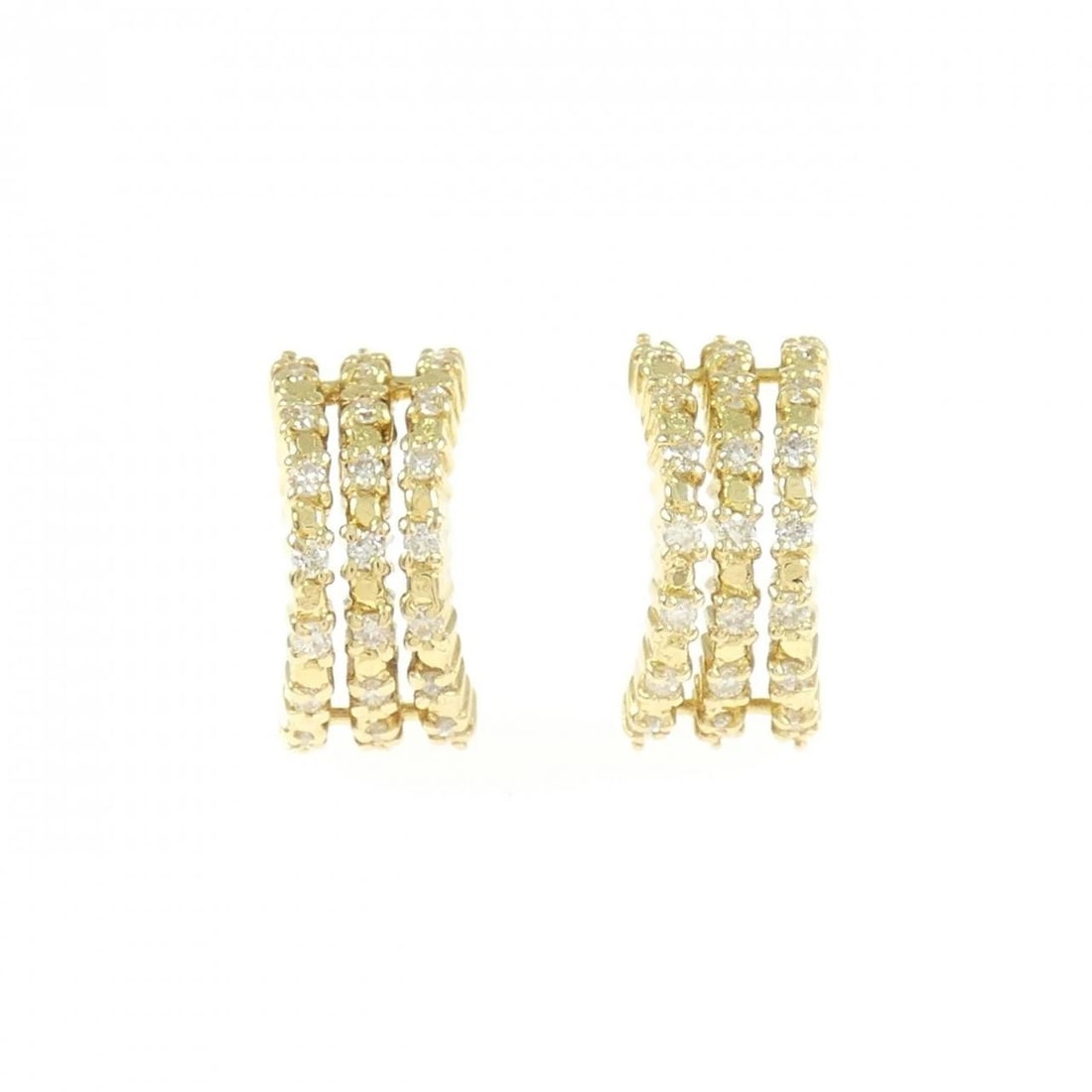 K18YG DIAMOND EARRINGS: K18YG Diamond Earrings Brand: Unbranded Type: Earrings Material: K18 Yellow Gold, Main Stone/Creation Natural Color: yellow gold Size: HxW: 13.1mmx6.3mm Accessories: None Accessories Notice:
