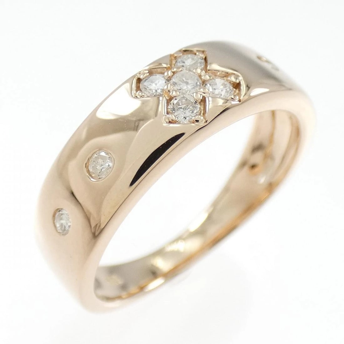 K18PG CROSS DIAMOND RING: K18PG Cross Diamond Ring Brand: Unbranded Type: Ring Material: K18 Pink Gold, Main Stone/Creation Natural Color: pink gold Size: 6US Accessories: None Accessories Notice: When purchasing