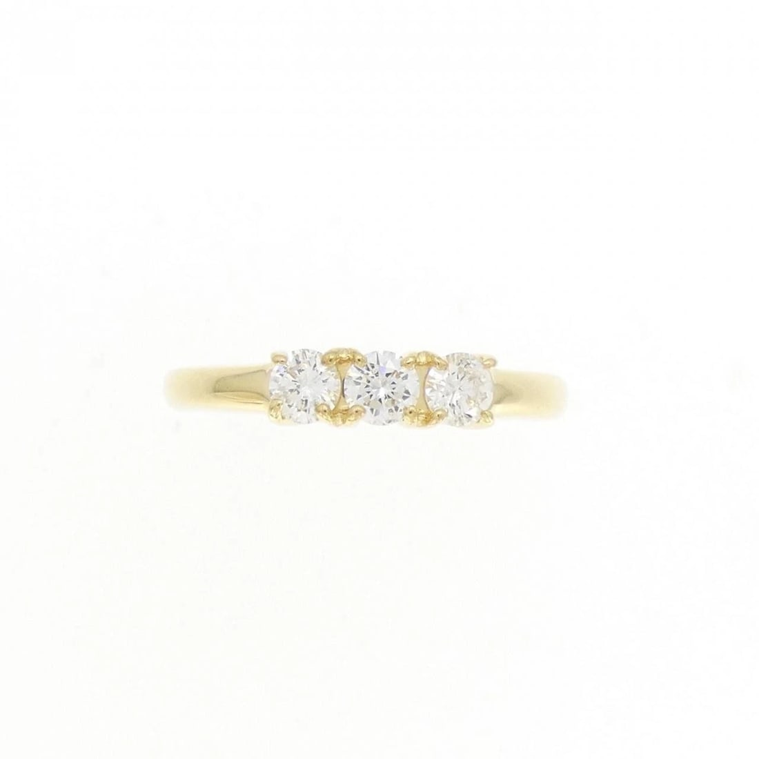 K18YG 3 STONE DIAMOND RING - 2