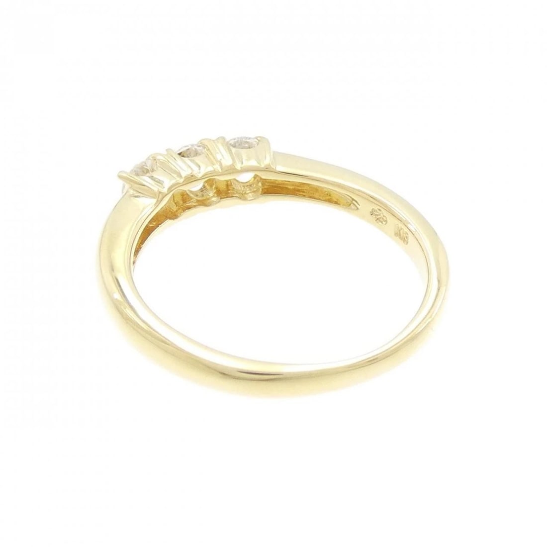 K18YG 3 STONE DIAMOND RING - 3
