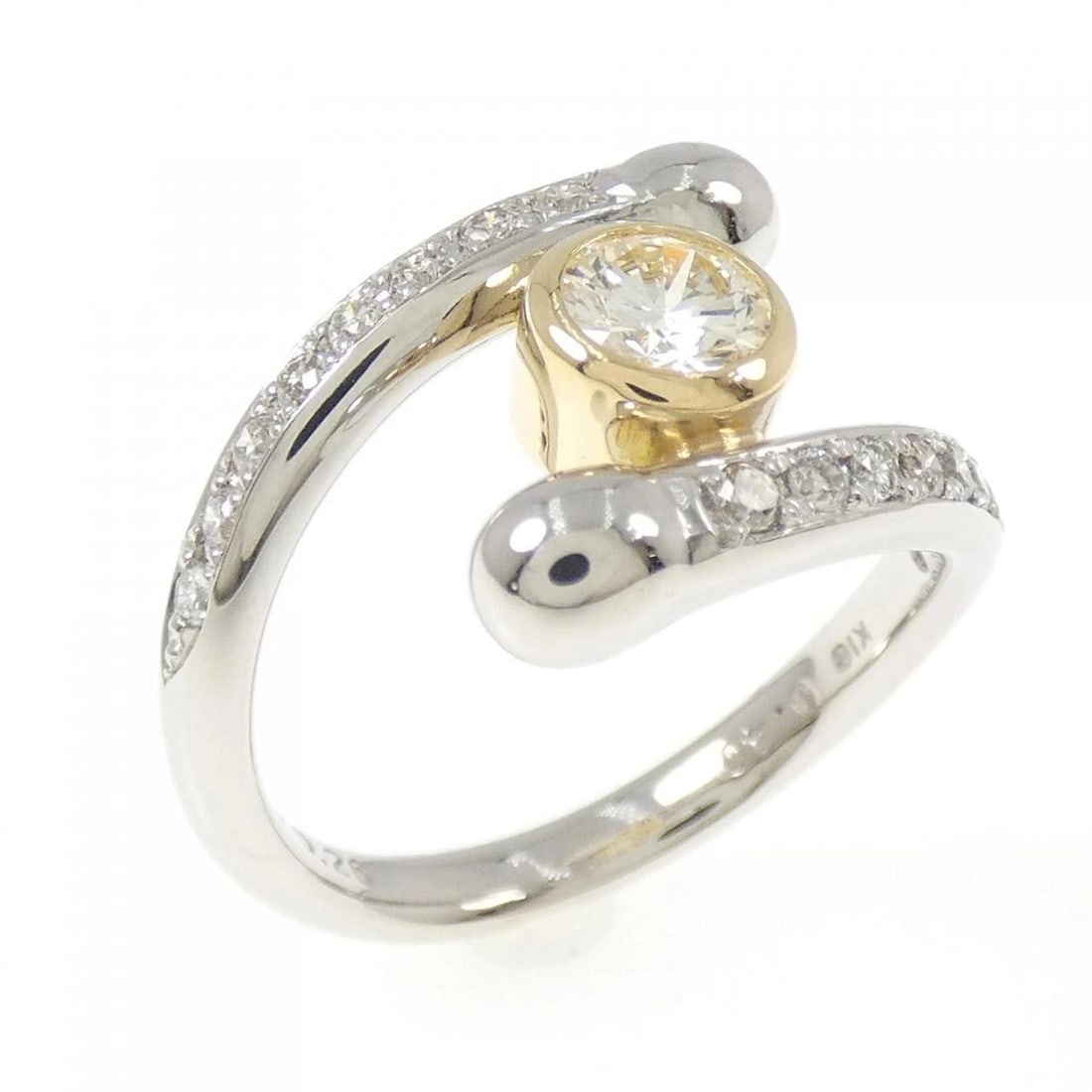 PT900 K18YG DIAMOND RING: PT900 K18YG Diamond Ring Brand: Unbranded Type: Ring Material: Platinum 900 K18 Yellow Gold, Main Stone/Creation Natural Color: platinum Size: 6-6.5US Accessories: None Accessories Notice: