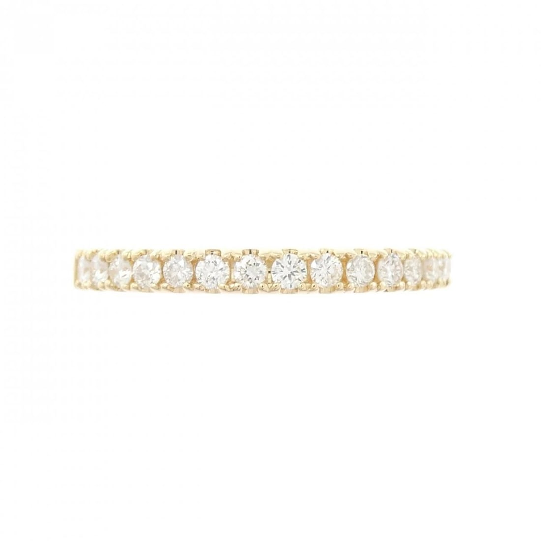 K18YG HALF ETERNITY DIAMOND RING: K18YG Half Eternity Diamond Ring Brand: Unbranded Type: Ring Material: K18 Yellow Gold, Main Stone/Creation Natural Color: yellow gold Size: 6.5-7US Accessories: None Accessories Notice: When