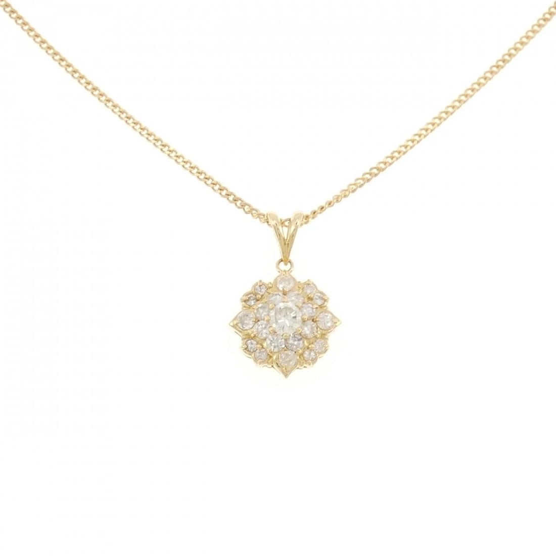 K18YG 750YG FLOWER DIAMOND NECKLACE: K18YG 750YG Flower Diamond Necklace Brand: Unbranded Type: Necklace Material: K18 Yellow Gold 750 Yellow Gold, Main Stone/Creation Natural Color: Yellow Gold Size: 40cmActualSizePendant top H