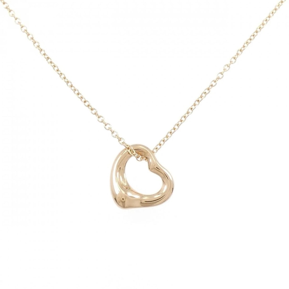 TIFFANY & CO. OPEN HEART NECKLACE: Tiffany & Co. Open Heart Necklace Brand: Tiffany Type: Necklace Material: 750 Pink Gold, Color: Pink Gold Size: 41cm,ActualSize Pendant top H x W: 11.1mmx10.3mm Chain Max. W: 1.0mm 