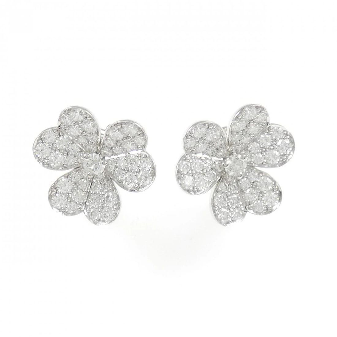 VAN CLEEF & ARPELS FRIVOLE SMALL EARRINGS: Van Cleef & Arpels Frivole Small Earrings Brand: Van Cleef & Arpels Type: Earrings Material: 750 White Gold, Main Stone/Creation Natural Color: White Gold Size: ActualSize HxW: 15.5mmx15.7mm 