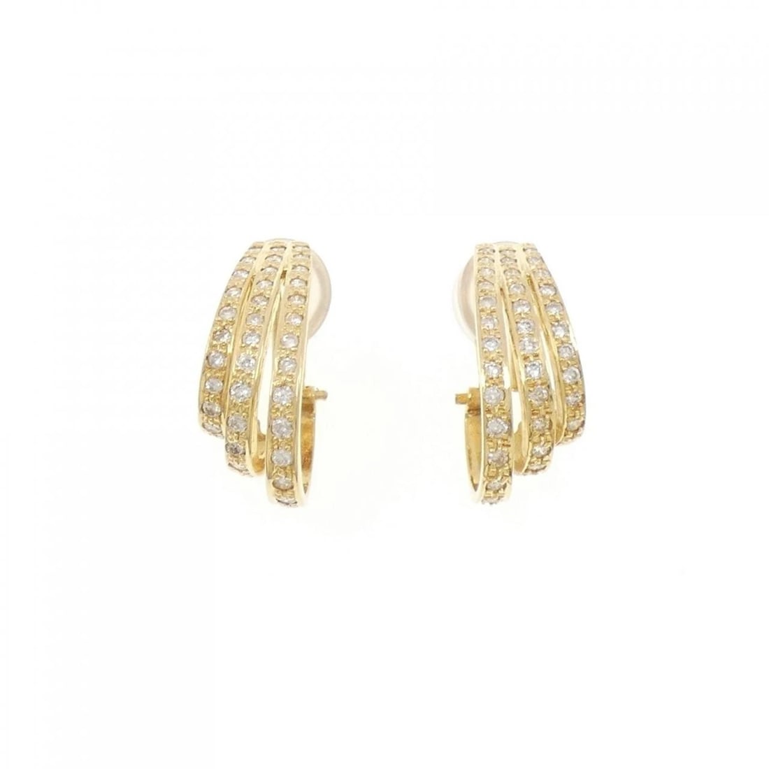 K18YG DIAMOND EARRINGS: K18YG Diamond Earrings Brand: Unbranded Type: Earrings Material: K18 Yellow Gold, Main Stone/Creation Natural Color: yellow gold Size: HxW: 20.7mmx8.3mm Accessories: None Accessories Notice: