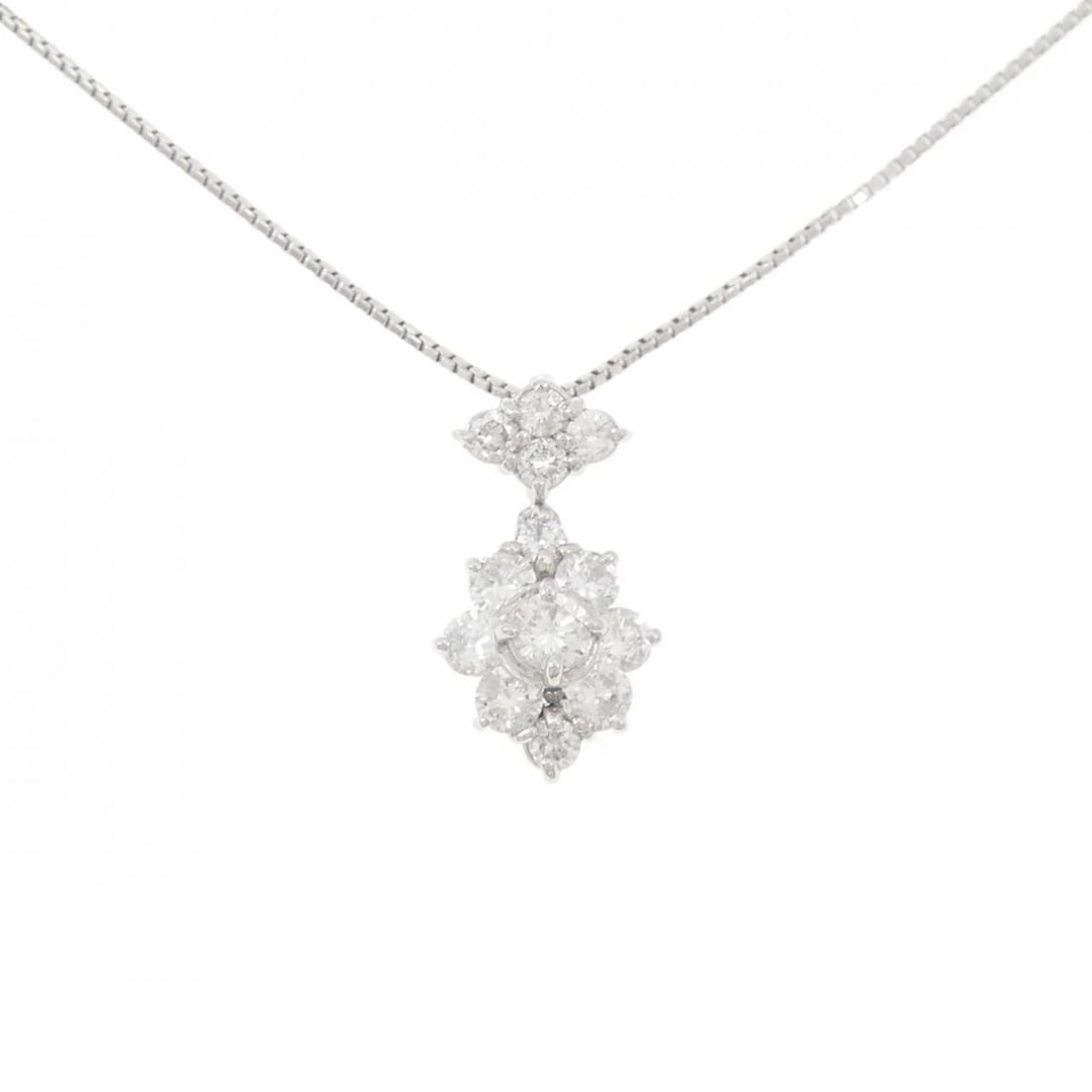 PT850 DIAMOND NECKLACE: PT850 Diamond Necklace Brand: Unbranded Type: Necklace Material: Platinum 850, Main Stone/Creation Natural Color: Silver Size: 40cmActualSizePendant top H x W: 18.1mmx10.0mm Chain Max. W: 0.7mm A
