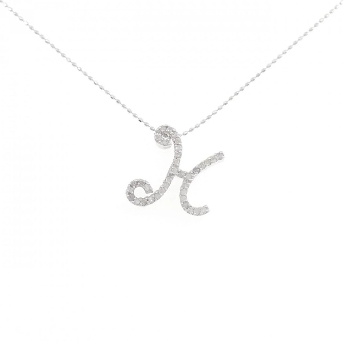K18WG 750WG INITIAL H DIAMOND NECKLACE: K18WG 750WG Initial H Diamond Necklace Brand: Unbranded Type: Necklace Material: K18 White Gold 750 White Gold, Main Stone/Creation Natural Color: White Gold Size: 40cmActualSizePendant top H