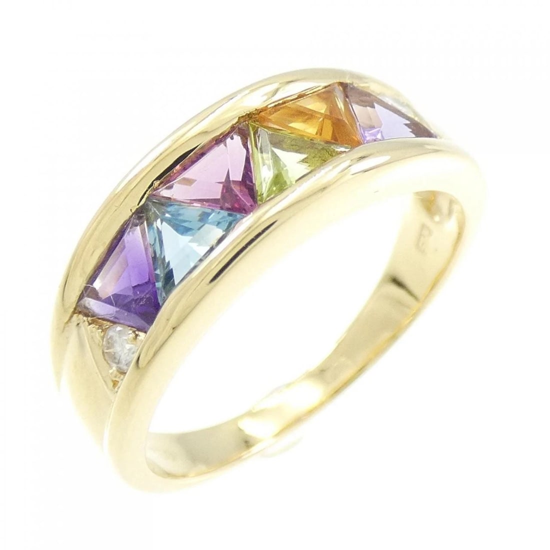 750YG COLOR STONE RING: 750YG Color Stone Ring Brand: Unbranded Type: Ring Material: 750 Yellow Gold, Main Stone/Creation Amethyst Topaz Garnet Peridot Citrine Color: yellow gold Size: 6.5US Accessories: None
