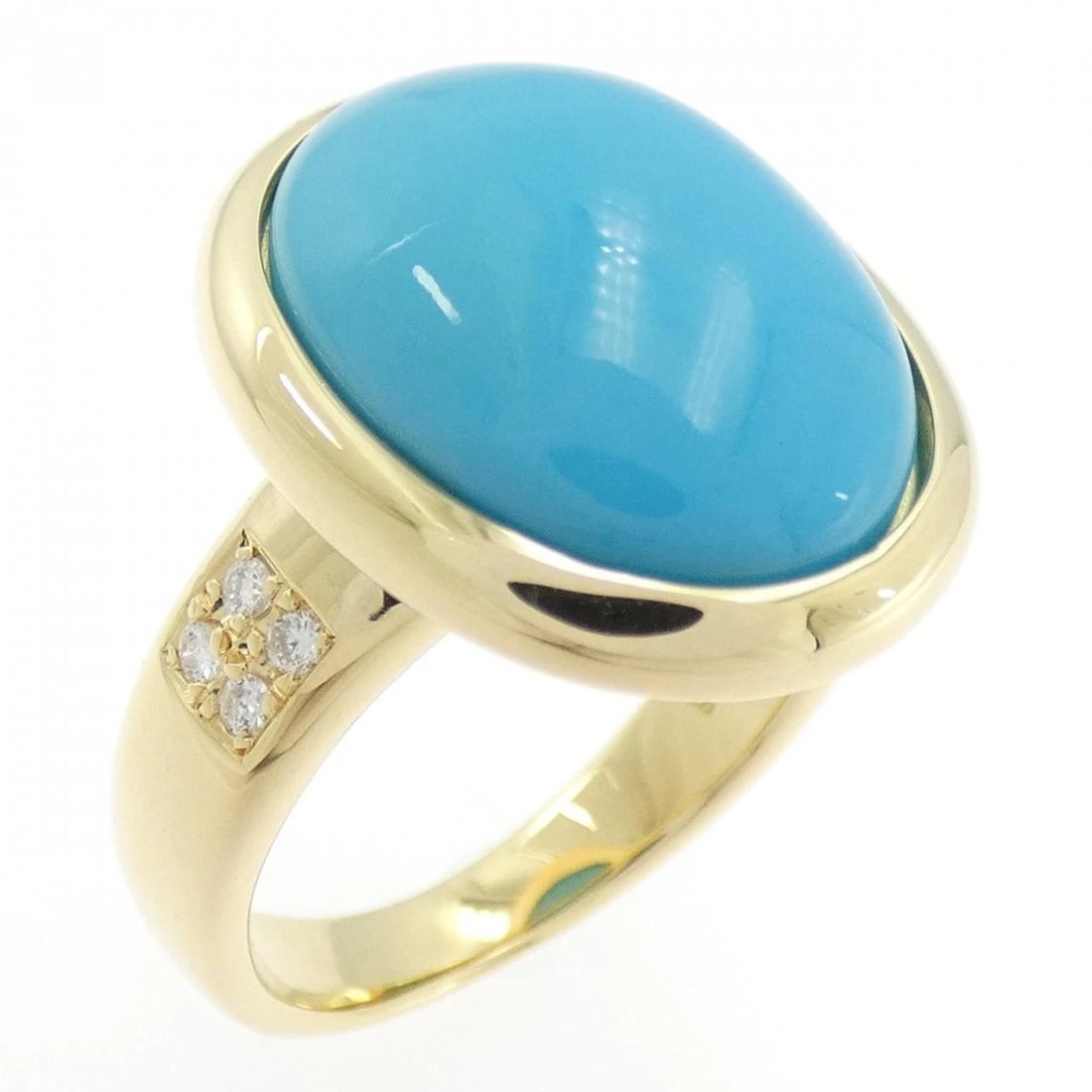 K18YG TURQUOISE RING: K18YG Turquoise Ring Brand: Unbranded Type: Ring Material: K18 Yellow Gold, Main Stone/Creation turquoise Color: yellow gold Size: 6.5-7US Accessories: None Accessories Notice: When purcha