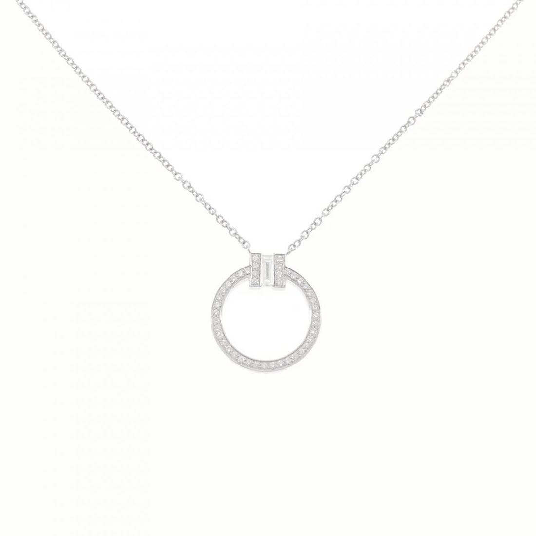 TIFFANY T TWO NECKLACE: Tiffany T Two Necklace Brand: Tiffany Type: Necklace Material: 750 White Gold, Main Stone/Creation Natural Color: White Gold Size: Yellow Gold SST,ActualSize Pendant top H x W: 15.0mmx13.7mm