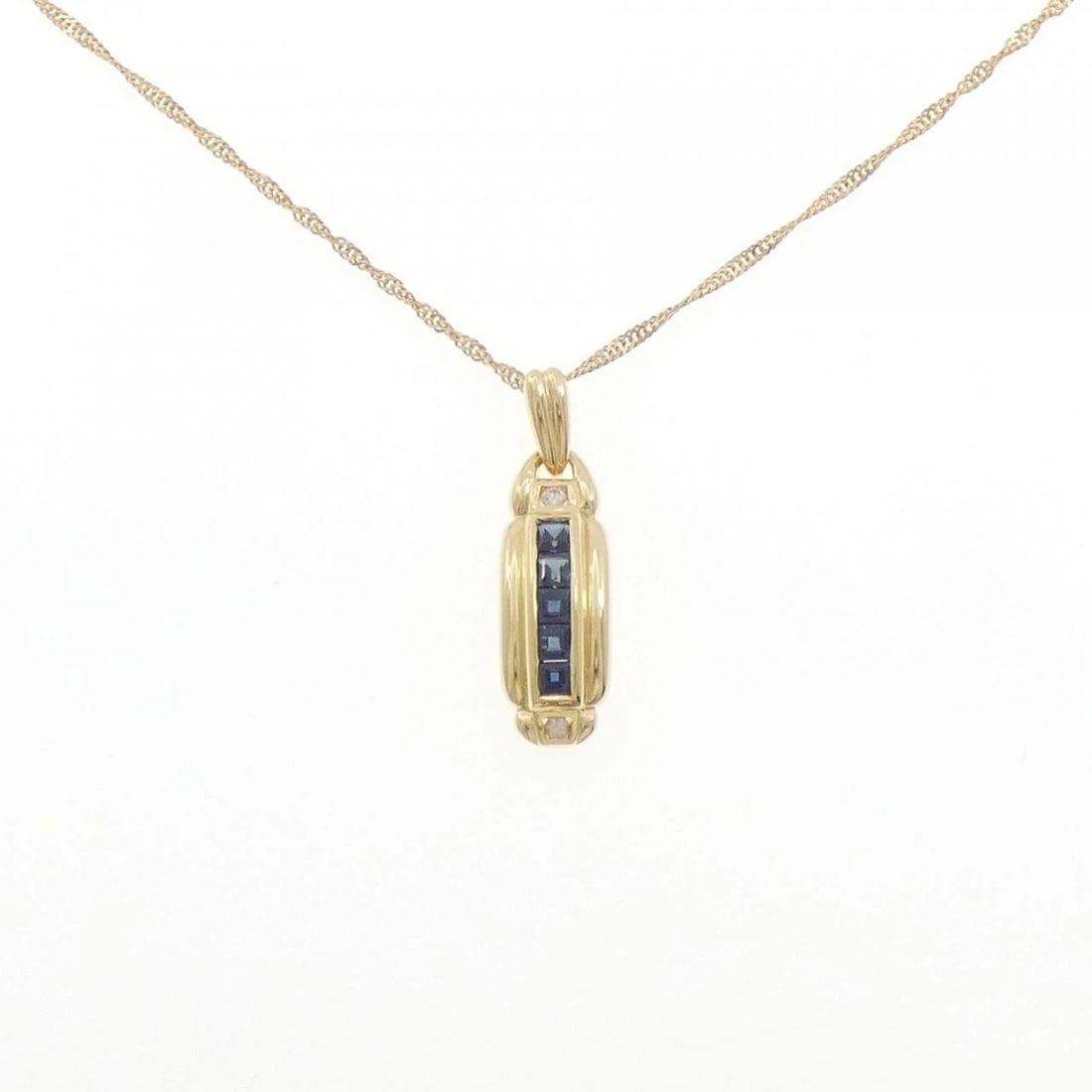 K18YG SAPPHIRE NECKLACE: K18YG Sapphire Necklace Brand: Unbranded Type: Sapphire Necklace Material: 18K yellow gold, Main Stone/Creation sapphire Color: yellow gold Size: 40cm Actual Size Pendant length approx. x