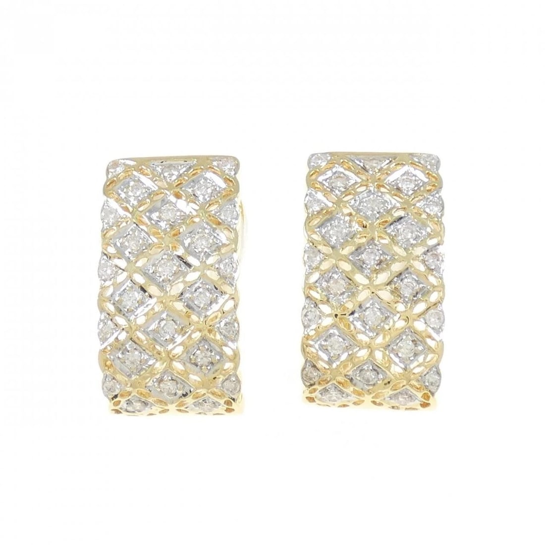 K18YG K18WG DIAMOND EARRINGS: K18YG K18WG Diamond Earrings Brand: Unbranded Type: Earrings Material: K18 Yellow Gold K18 White Gold, Main Stone/Creation Natural Color: Yellow Gold Size: Actual SizeApprox. height x width: