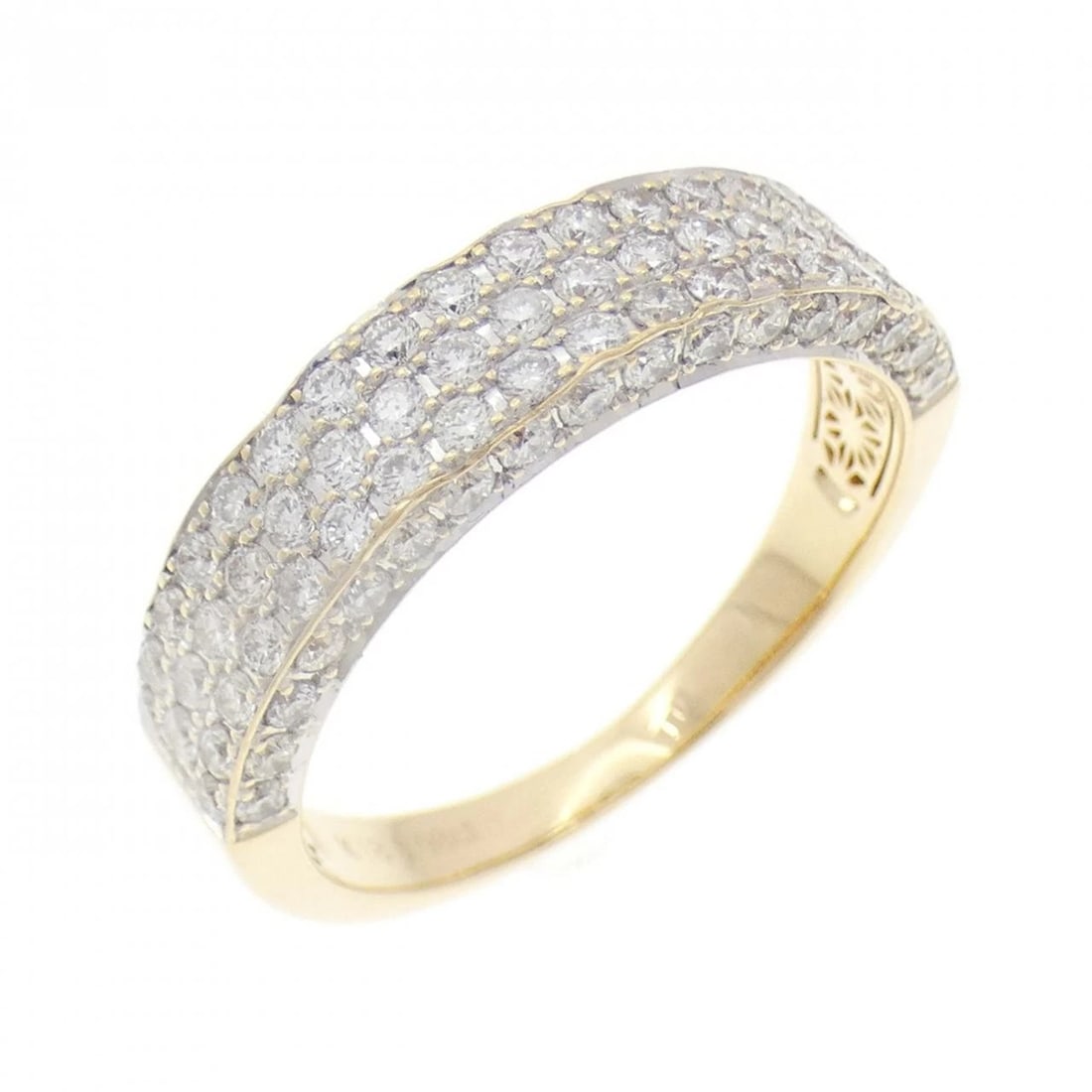 K18YG K18WG PAVE DIAMOND RING: K18YG K18WG Pave Diamond Ring Brand: Unbranded Type: Ring Material: K18 Yellow Gold K18 White Gold, Main Stone/Creation Natural Color: yellow gold Size: 8.5US Accessories: None Accessories