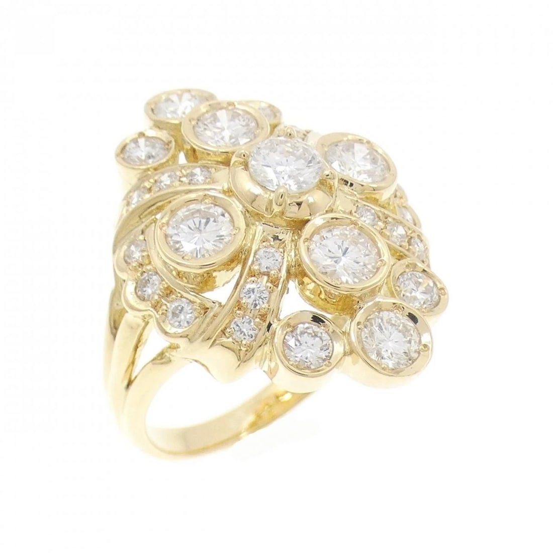 K18YG DIAMOND RING: K18YG Diamond Ring Brand: Unbranded Type: Ring Material: K18 Yellow Gold, Main Stone/Creation Natural Color: yellow gold Size: 6.5-7US Accessories: None Accessories Notice: When purchasing