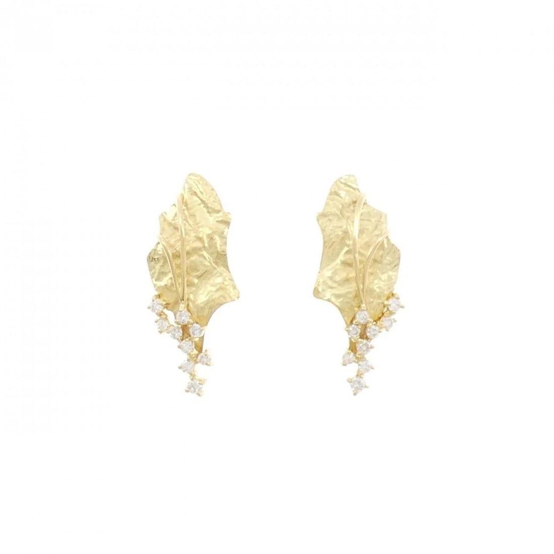 K18YG DIAMOND EARRINGS: K18YG Diamond Earrings Brand: Unbranded Type: Earrings Material: K18 Yellow Gold, Main Stone/Creation Natural Color: yellow gold Size: HxW: 22.3mmx8.8mm Accessories: None Accessories Notice:
