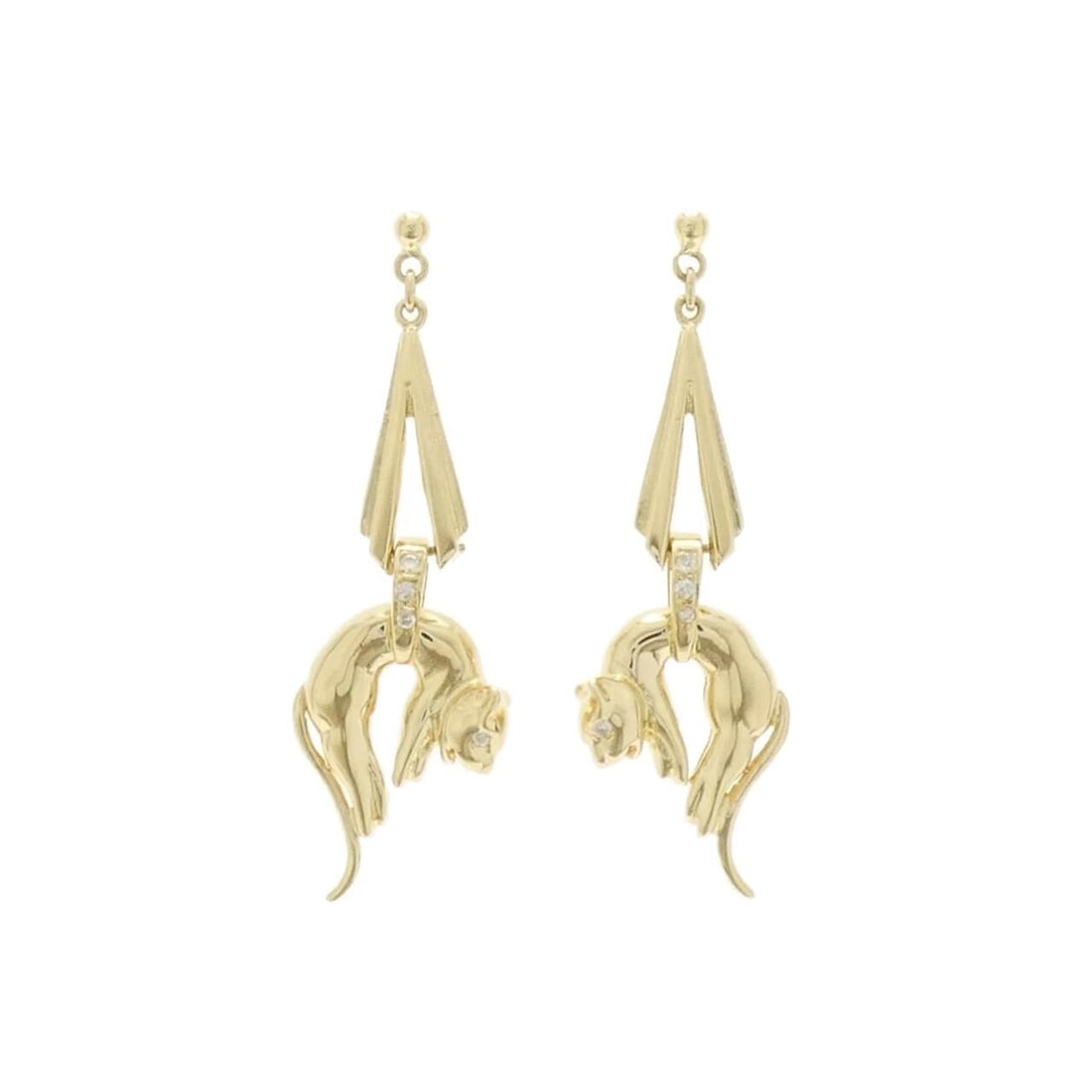 K18YG 750YG DIAMOND EARRINGS: K18YG 750YG Diamond Earrings Brand: Unbranded Type: Earrings Material: K18 Yellow Gold 750 Yellow Gold, Main Stone/Creation Natural Color: yellow gold Size: HxW: 37.9mmx11.7mm Accessories: