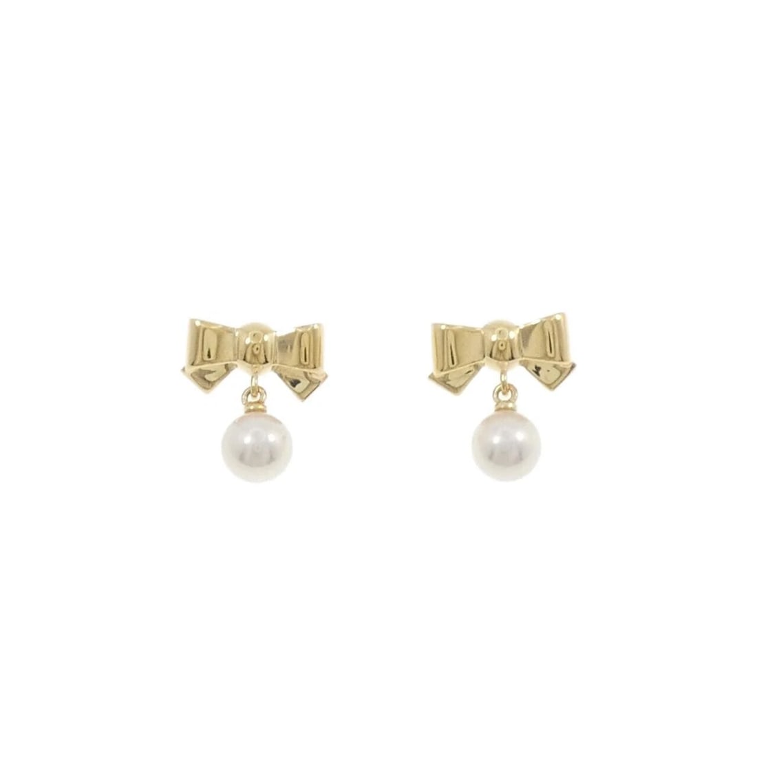 K18YG RIBBON AKOYA PEARL EARRINGS: K18YG Ribbon Akoya Pearl Earrings Brand: Unbranded Type: Earrings Material: K18 Yellow Gold, Main Stone/Creation Akoya Pearl Color: Yellow Gold Size: ActualSize HxW: 13.7mmx12.3mm 