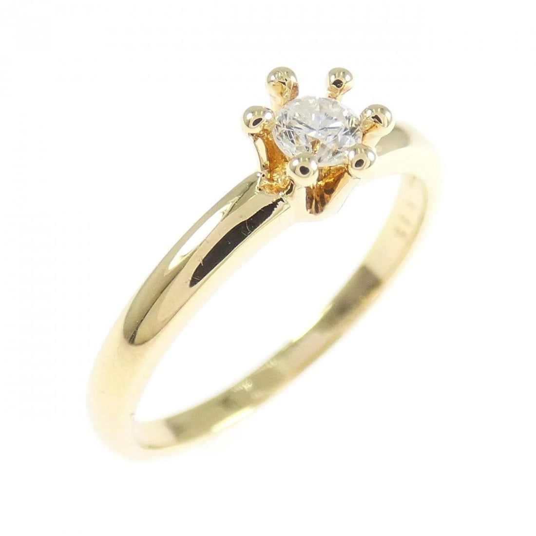 K18YG SOLITAIRE DIAMOND RING: K18YG Solitaire Diamond Ring Brand: Unbranded Type: Ring Material: K18 Yellow Gold, Main Stone/Creation Natural Color: yellow gold Size: 5.5-6US Accessories: None Accessories Notice: When