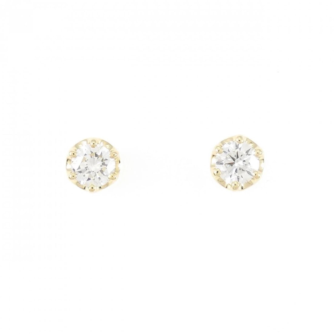 K18YG ST DIAMOND EARRINGS: K18YG ST Diamond Earrings Brand: Unbranded Type: Earrings Material: K18 Yellow Gold, Main Stone/Creation Natural; Color: Yellow Gold Size: ActualSize HxW: 5.6mmx5.3mm Accessories: None