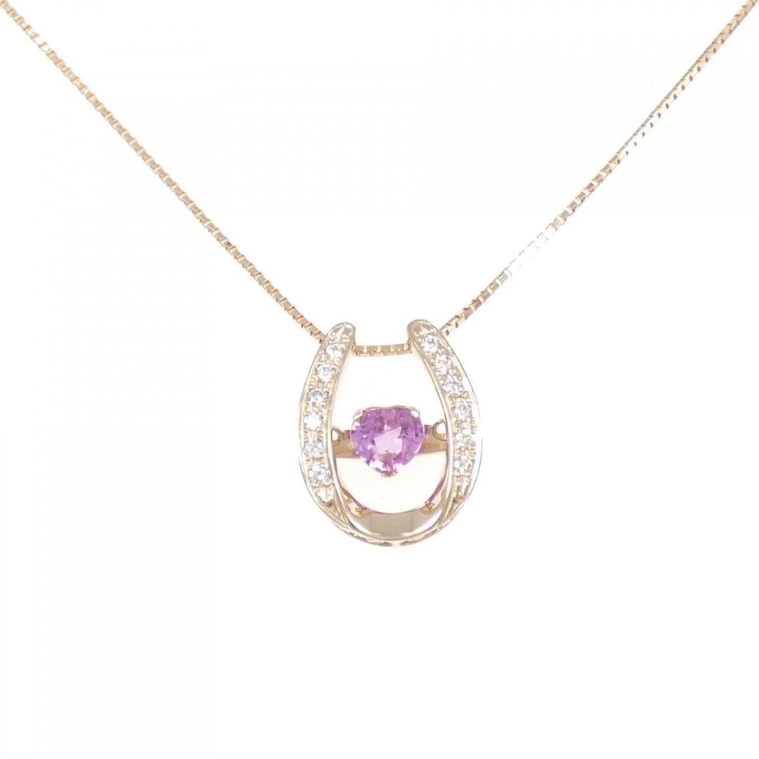 K18PG HEART SAPPHIRE NECKLACE: K18PG Heart Sapphire Necklace Brand: Unbranded Type: Sapphire Necklace Material: 18K pink gold, Main Stone/Creation sapphire Color: pink gold Size: 45cm Actual Size Pendant length approx. x