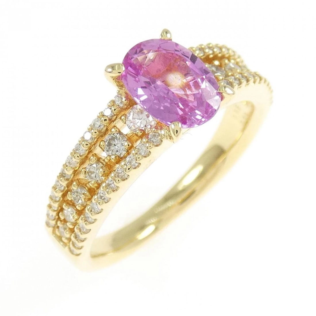 K18PG SAPPHIRE RING: K18PG Sapphire Ring Brand: Unbranded Type: Ring Material: K18 Pink Gold, Main Stone/Creation sapphire Color: pink gold Size: 7-7.5US Accessories: None Accessories Notice: When purchasing p