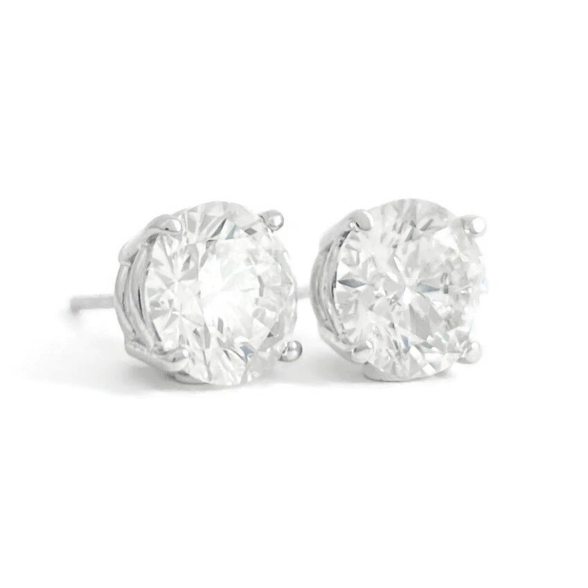 ROUND DIAMOND STUD EARRINGS 14K WHITE GOLD: Round Diamond Stud Earrings 14K White Gold Brand: Unbranded Type: Earrings Material: 14K White Gold, Main Stone/Creation Natural Color: Silver Size: Measurements: 8 mm - 8.1 mm Accessories: None