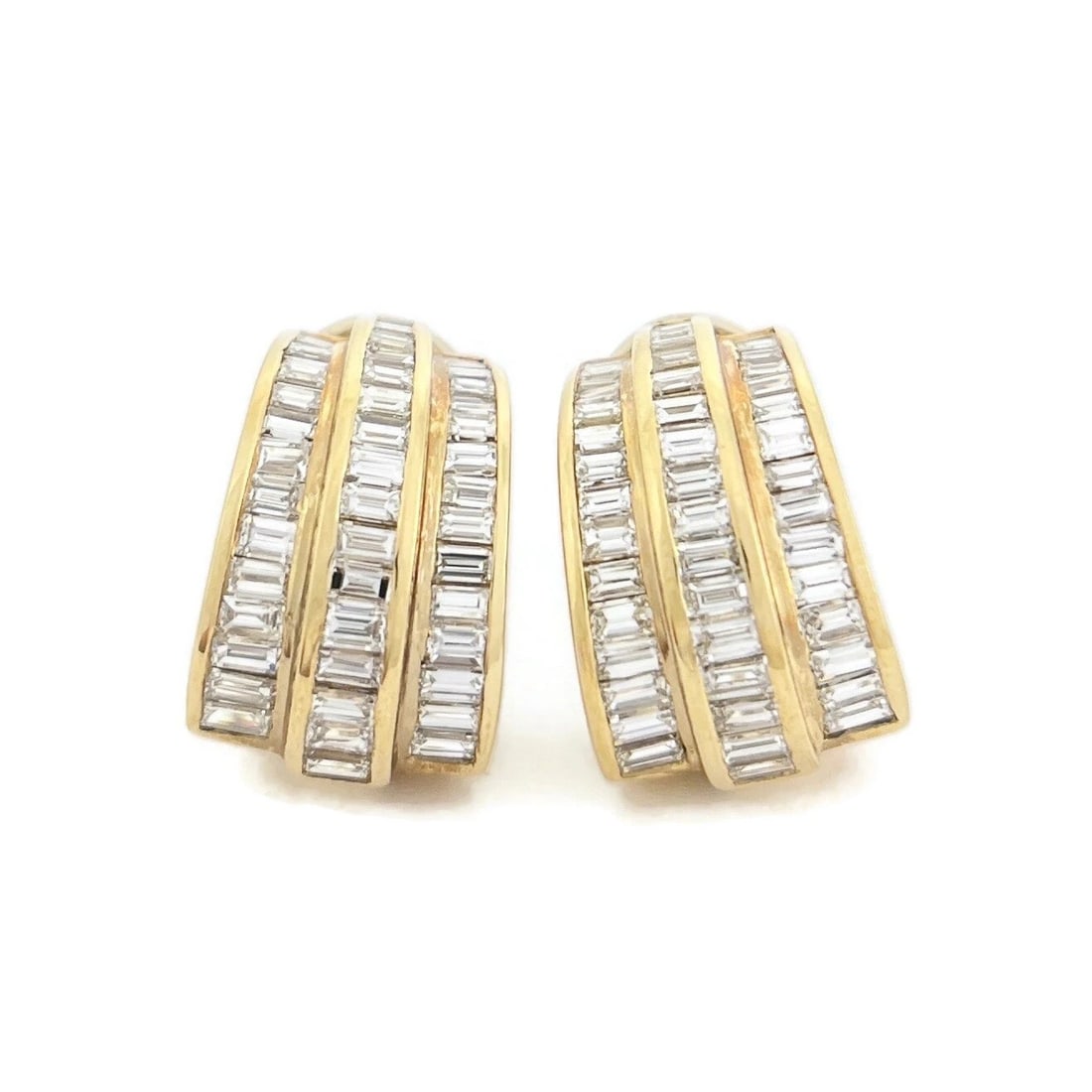 WIDE BAGUETTE CHANNEL-SET DIAMOND HUGGIE DROP EARRINGS (1 of 3)
