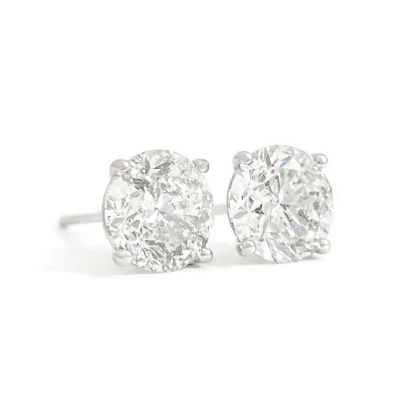 ROUND DIAMOND STUD EARRINGS 14K WHITE GOLD: Round Diamond Stud Earrings 14K White Gold Brand: Unbranded Type: Earrings Material: 14K White Gold, Main Stone/Creation Natural Color: White Size: Measurements: 7.8 mm Accessories: None A