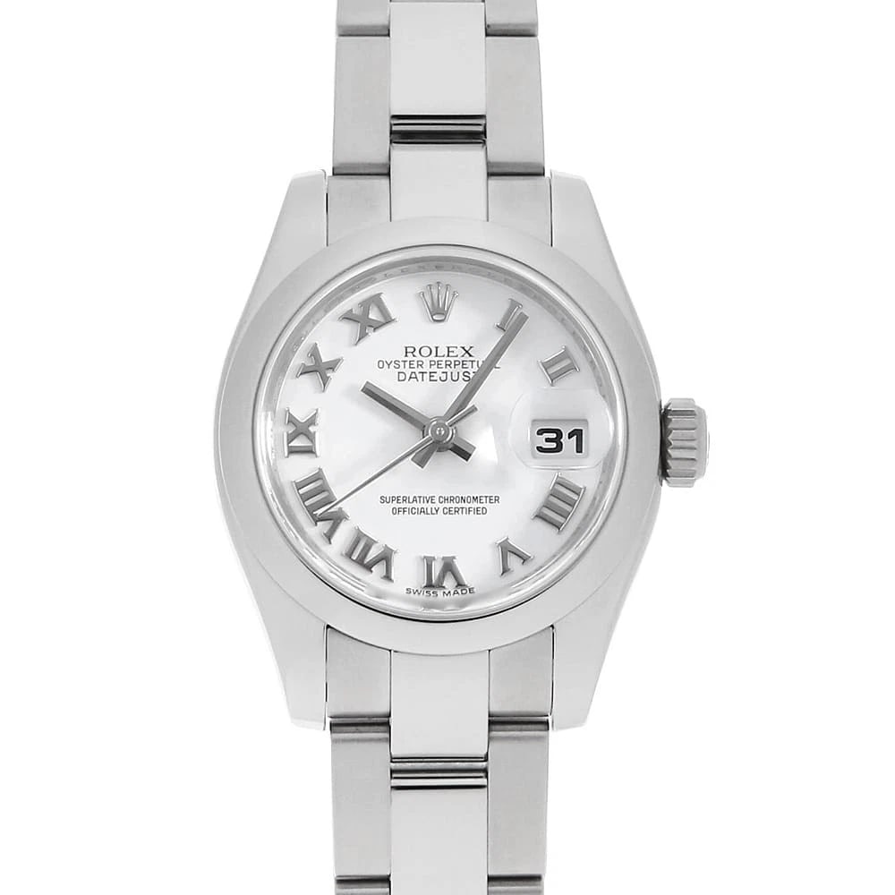 ROLEX DATEJUST WHITE ROMAN 3 ROW OYSTER BRACELET WRIST WATCH: ROLEX Datejust white Roman 3 row oyster bracelet Wrist Watch Brand: ROLEX Type: Wrist watch Material: Band Material Stainless Steel, Case Material Stainless Steel Color: White Size: Case:W26mm Cir