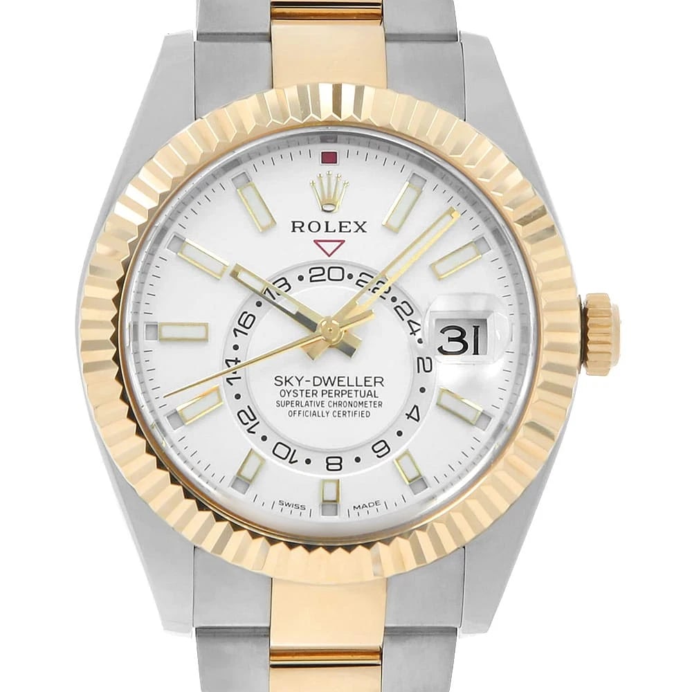 ROLEX SKY-DWELLER WHITE 3 ROW OYSTER BRACELET WRIST WATCH (1 of 5)