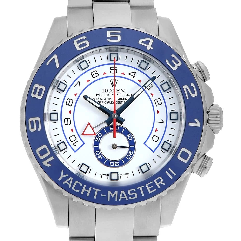 ROLEX YACHT MASTER II WHITE SECOND HAND WRIST WATCH: ROLEX Yacht Master II white second hand Wrist Watch Brand: ROLEX Type: Wrist watch Material: Band Material Stainless Steel, Case Material Stainless Steel Color: White Size: Case:W44mm