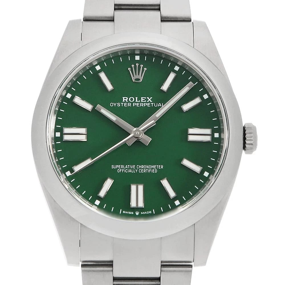 ROLEX OYSTER PERPETUAL 41 GREEN SECOND HAND WRIST WATCH (1 of 8)