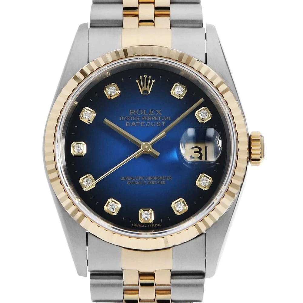 ROLEX DATEJUST DIAMOND BLUE GRADATION WRIST WATCH (1 of 3)