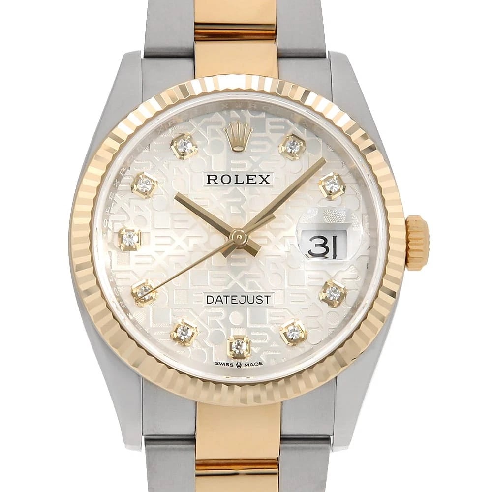 ROLEX DATEJUST DIAMOND SILVER CARVED COMPUTER WRIST WATCH: ROLEX Datejust diamond Silver Carved computer Wrist Watch Brand: ROLEX Type: Wrist watch Material: Band Material Stainless Steel/Yellow Gold, Case Material Stainless Steel/Yellow Gold Color: Silver