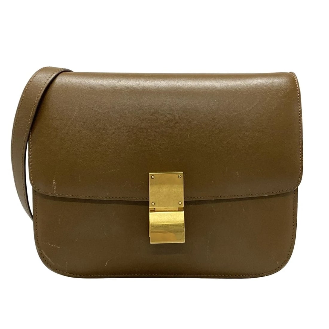 CELINE CLASSIC - DARK BROWN LEATHER SHOULDER BAG (1 of 11)