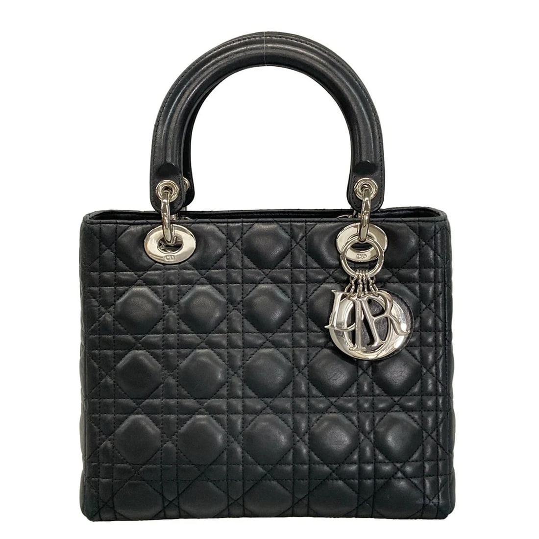 DIOR/CHRISTIANDIOR LADY DIOR BAG - BLACK LAMBSKIN HANDBAG HANDBAG: DIOR/ChristianDior Lady Dior Bag - Black Lambskin Handbag Handbag Brand: DIOR/ChristianDior Type: Handbag Material: Lambskin Color: Black Size: Height : 7.87 inch (20 cm) Width : 9.45 inch (24 cm)