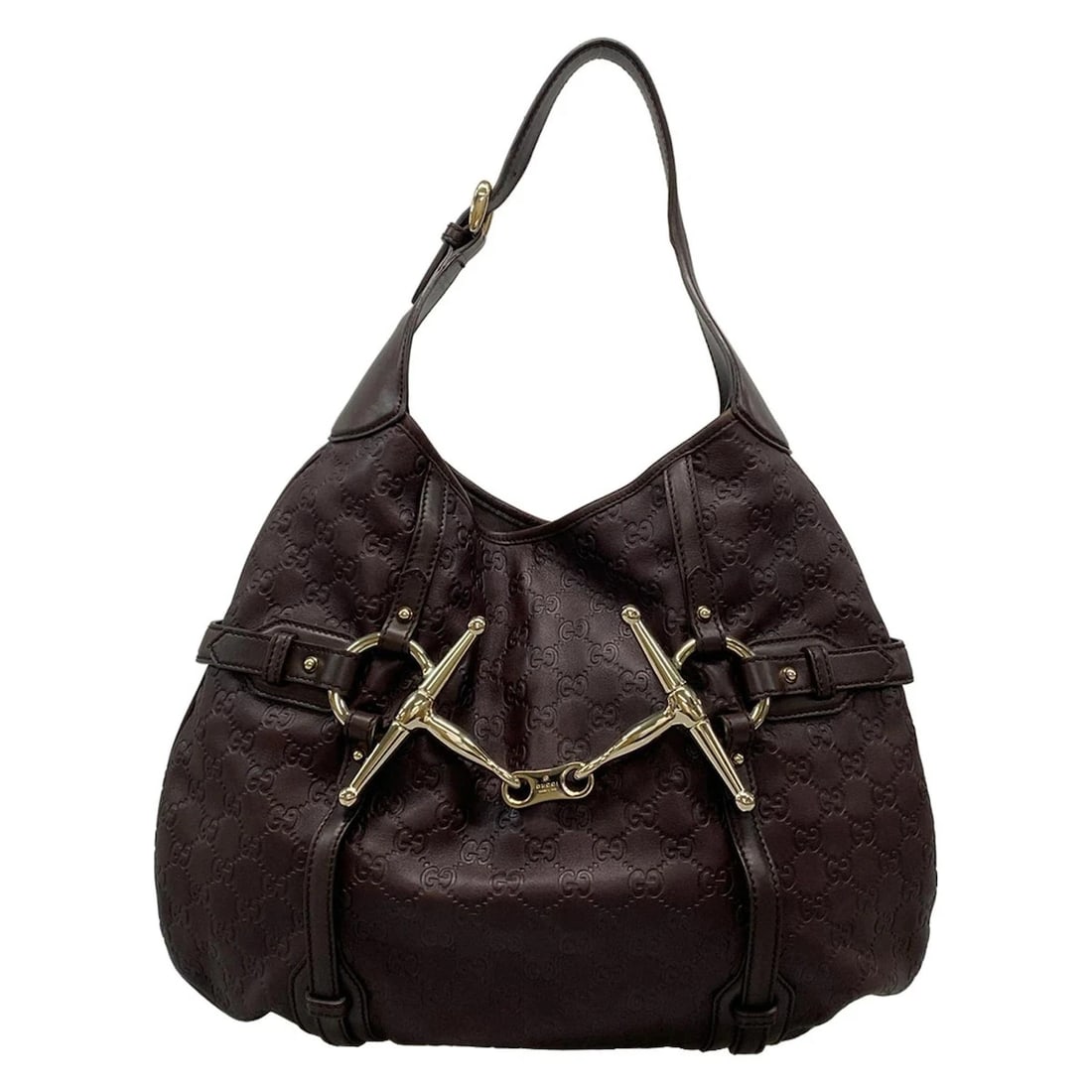 GUCCI BRIDAL BIT DARK BROWN LEATHER SHOULDER BAG SHOULDER BAG (1 of 12)