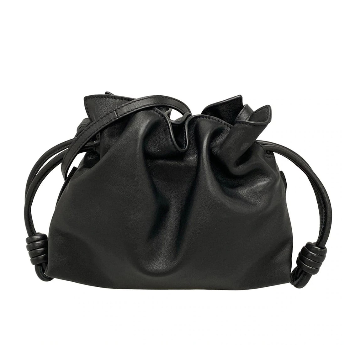LOEWE FLAMENCO - BLACK NAPPA LEATHER SHOULDER BAG: LOEWE Flamenco - Black Nappa Leather Shoulder Bag Brand: LOEWE Type: Shoulder Bag Material: Nappa Leather Color: Black Size: Height : 7.48 inch (19 cm) Width : 8.86 inch (22.5 cm) Depth : 2.76 inc