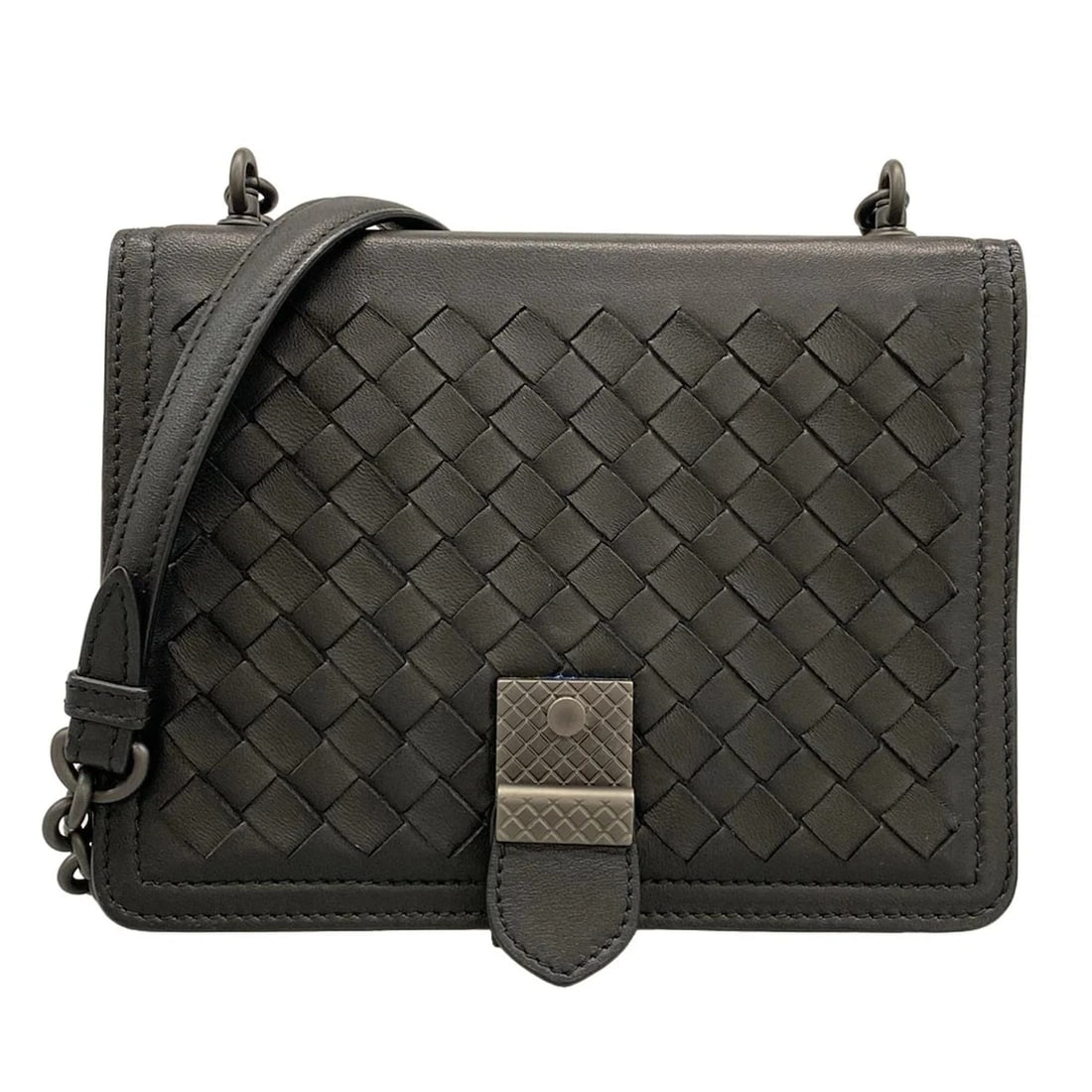 BOTTEGA VENETA INTRECCIATO - BLACK LEATHER SHOULDER BAG (1 of 12)