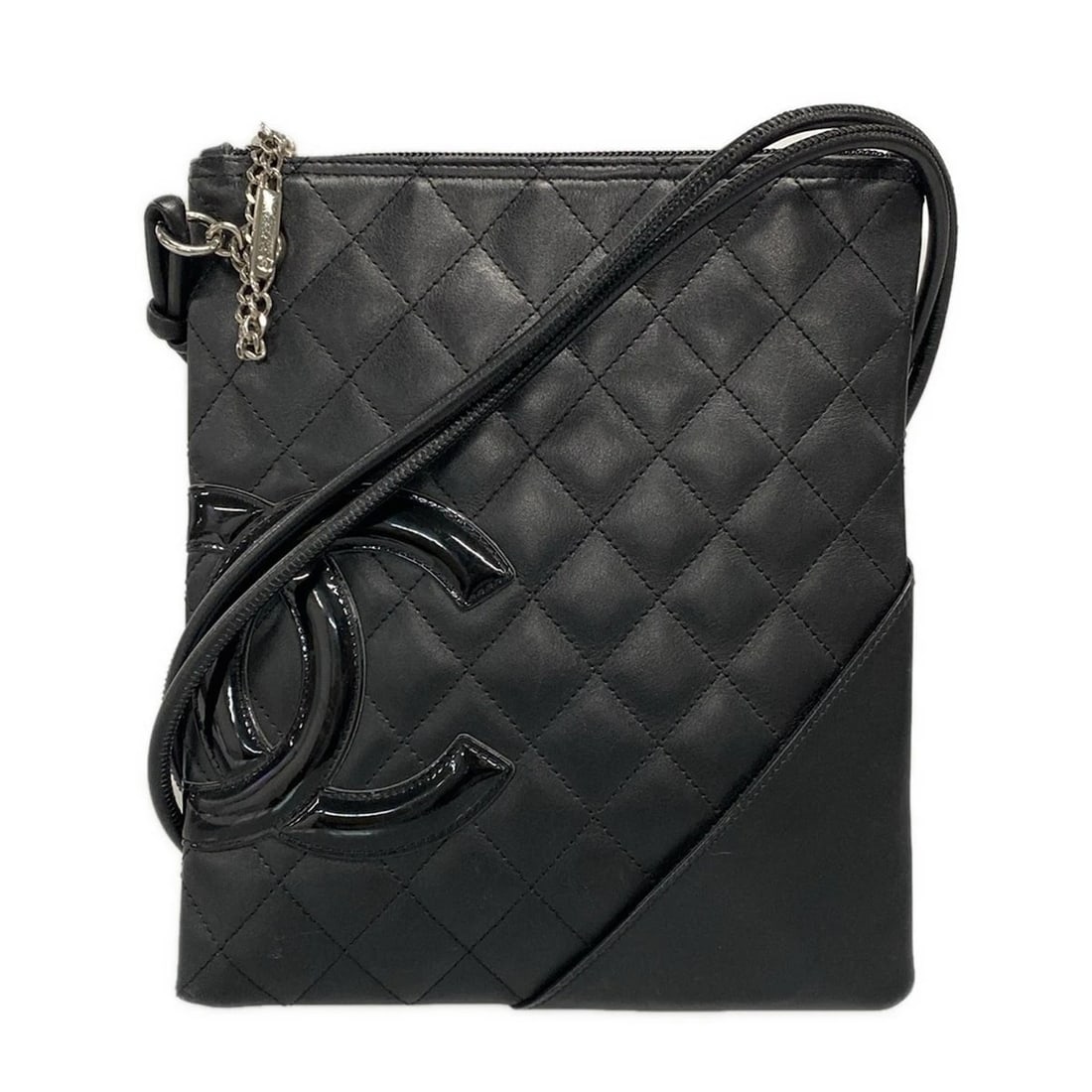 CHANEL CAMBON LINE - BLACK LAMBSKIN PATENT LEATHER SHOULDER BAG: CHANEL Cambon Line - Black Lambskin Patent Leather Shoulder Bag Brand: CHANEL Type: Shoulder Bag Material: Lambskin, Patent Leather Color: Black Size: Height : 8.86 inch (22.5 cm) Width : 7.68 (19