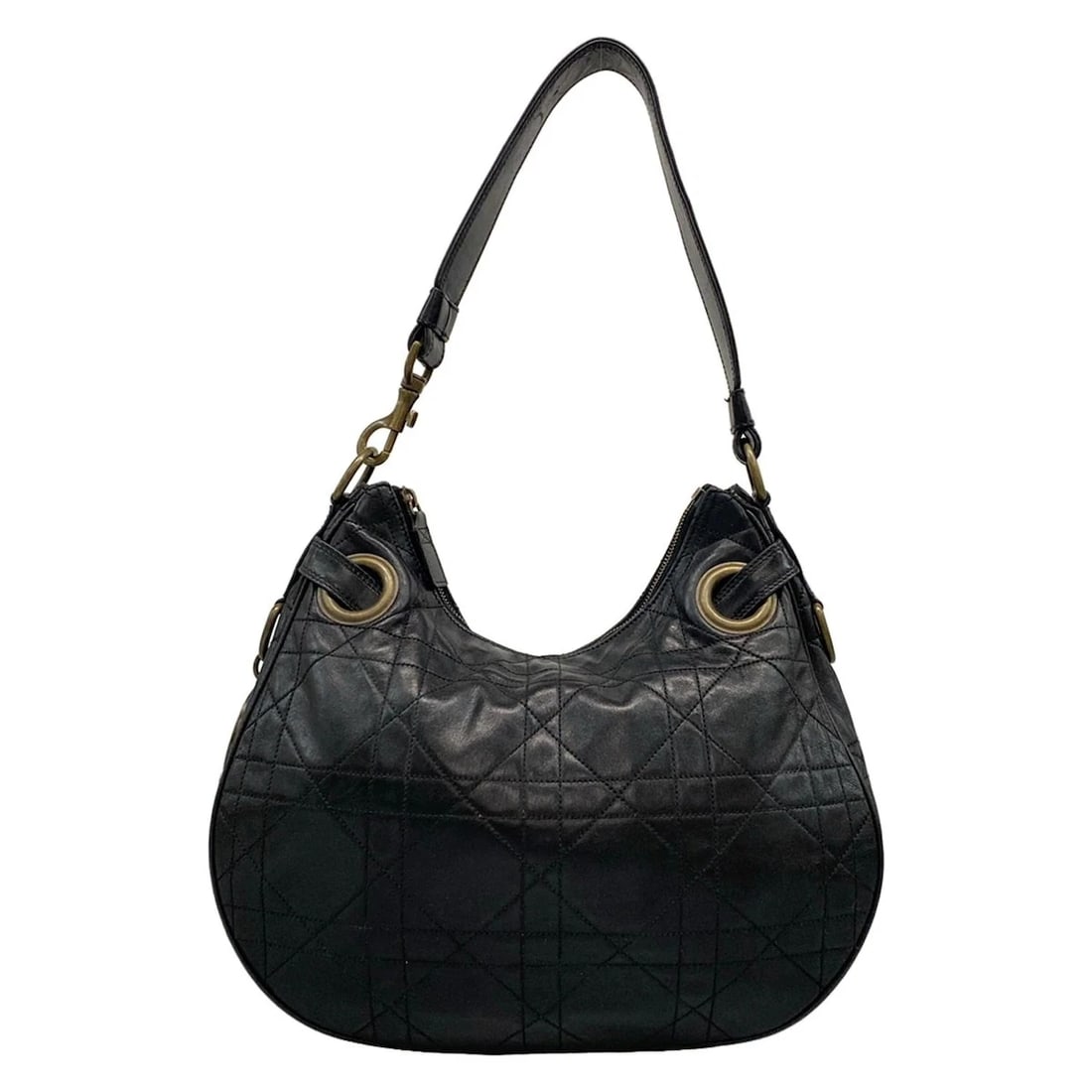 DIOR/CHRISTIANDIOR CANNAGE STITCH - BLACK LEATHER SHOULDER BAG SHOULDER BAG (1 of 12)