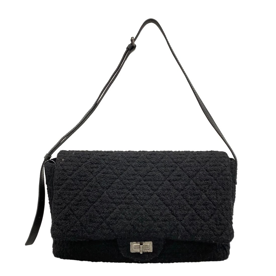 CHANEL MATELASSE BLACK TWEEDS LEATHER SHOULDER BAG (1 of 12)