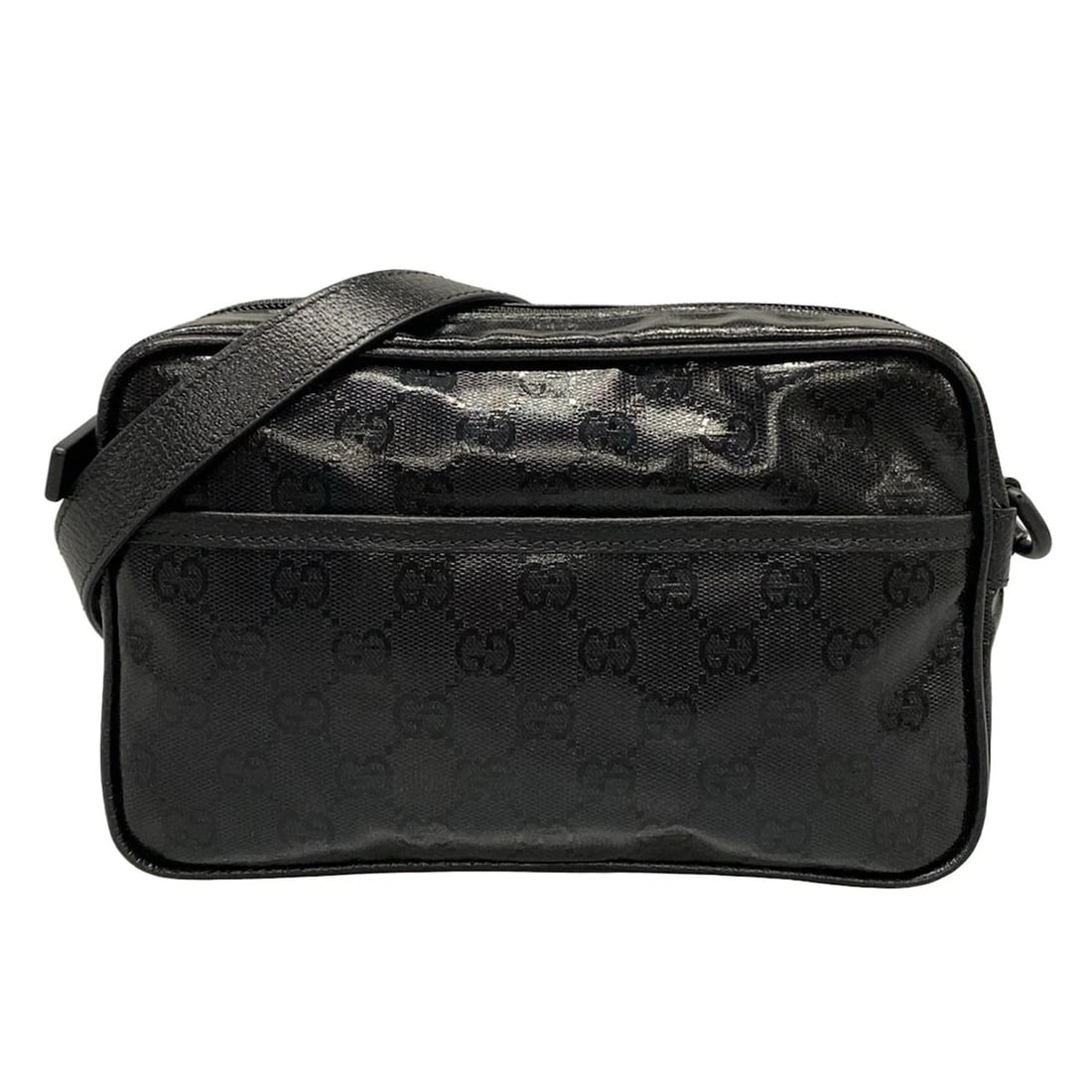 GUCCI CRYSTAL GG BLACK COATED CANVAS LEATHER - SHOULDER BAG (1 of 12)