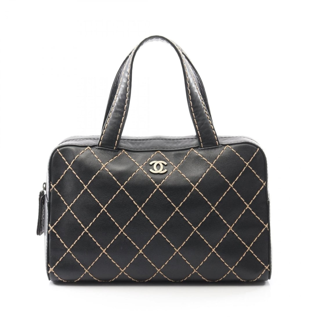 CHANEL WILD STITCH TOTE HANDBAG LEATHER BLACK HANDBAG (1 of 5)