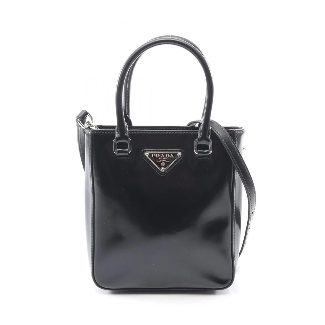 PRADA SPAZZOLATO SHOULDER CROSSBODY HANDBAG: PRADA SPAZZOLATO Shoulder crossbody Handbag Brand: PRADA Type: Handbag Material: leather Color: Black Size: (H:6.9" x W:5.9" x D:2.0") Handle?29cm(11.4") Accessories: None Accessories Noti