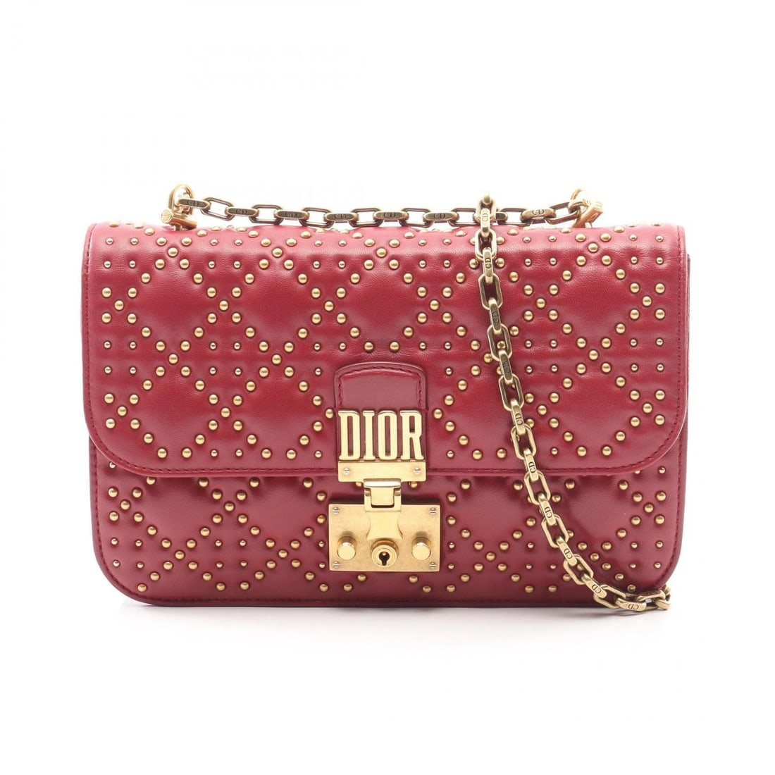 CHRISTIAN DIOR ADDICT CHAIN SHOULDER BAG STUDS SHOULDER BAG: Christian Dior Addict chain Shoulder Bag studs Shoulder Bag Brand: Dior Type: Shoulder Bag Material: leather Color: Bordeaux Size: (H:6.3" x W:9.4" x D:2.4") Accessories: None Accessories