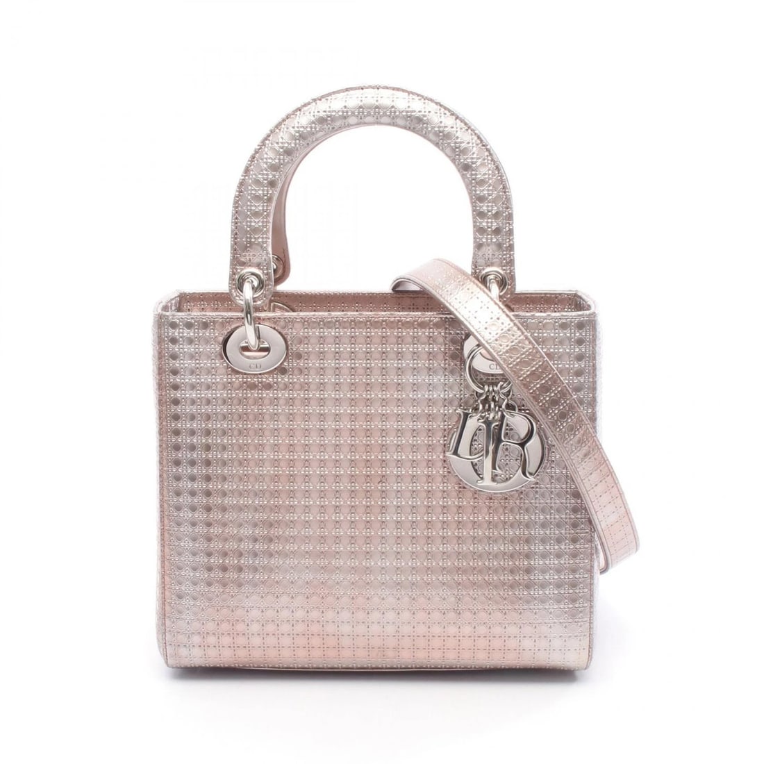 DIOR LADY DIOR MICRO CANNAGE SHOULDER HANDBAG: Dior LADY DIOR Micro Cannage Shoulder Handbag Brand: Dior Type: Handbag Material: leather Color: Pink Size: (H:7.9" x W:9.4" x D:4.3") Handle?34cm(13.4") Accessories: None Accessories Noti