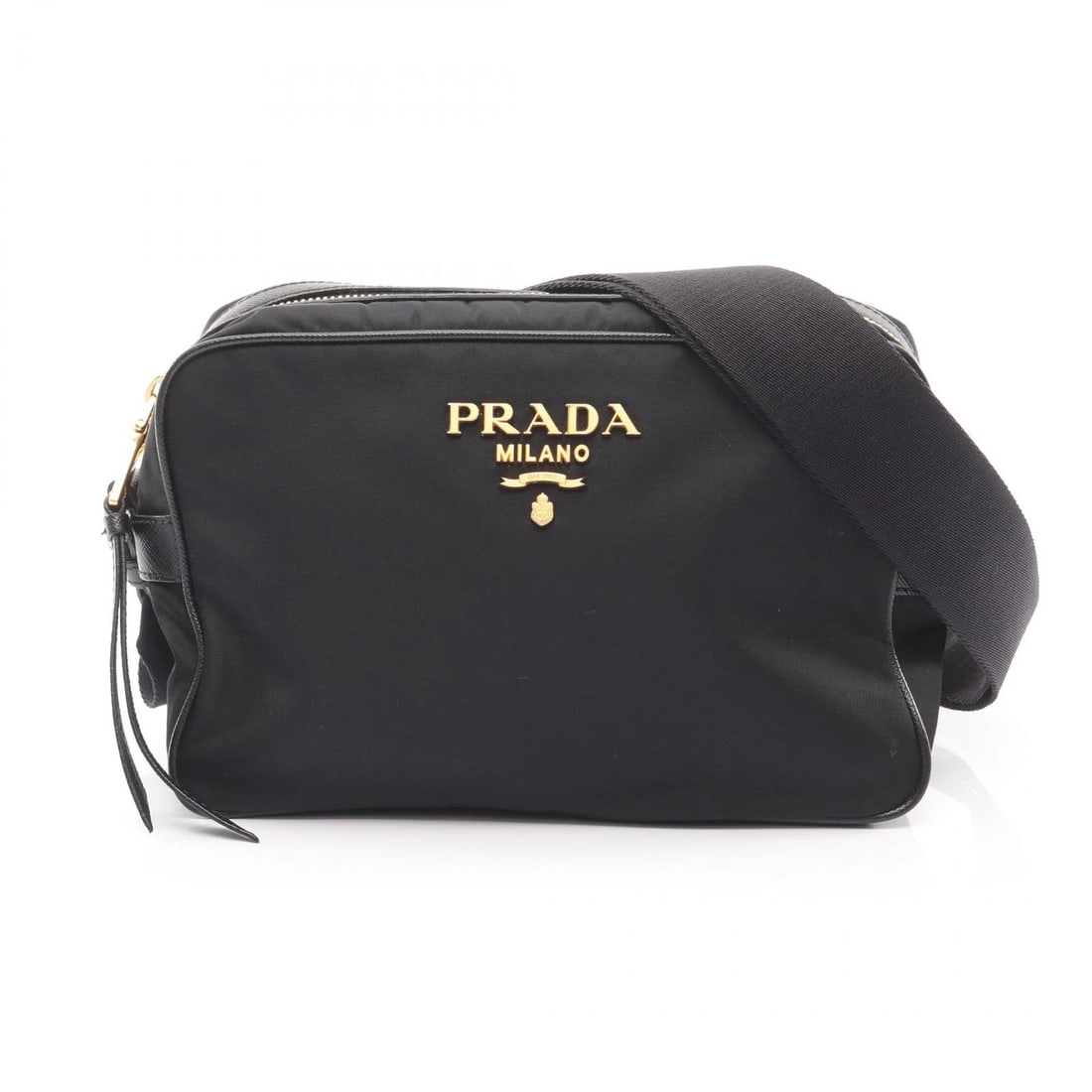 PRADA CROSSBODY SHOULDER BAG NYLON SAFFIANO LEATHER BLACK SHOULDER BAG: PRADA Crossbody Shoulder Bag Nylon Saffiano leather Black Shoulder Bag Brand: PRADA Type: Shoulder Bag Material: Nylon Color: Black Size: (H:5.9" x W:8.7" x D:3.0") Shoulder?83(32.7") - 128cm(50.4
